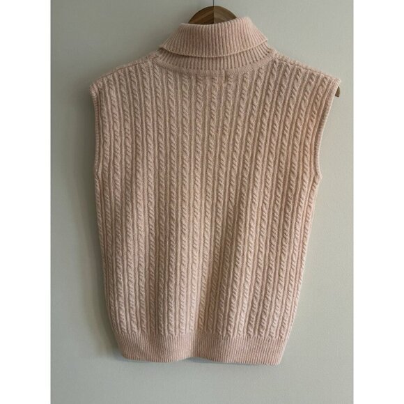 Vintage 1980s Sweater Vest Peach Knit Turtleneck Top Angora Lambswool Small - Picture 4 of 8